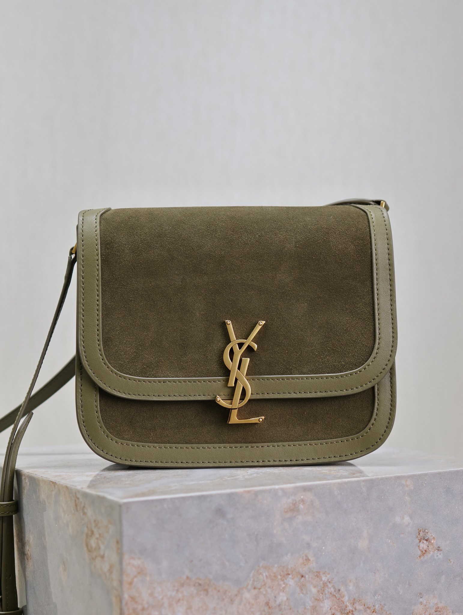 Ysl SOLFERINO It Bag 635025 Green Suede With Cowhide